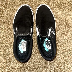 Vans comfycush classic slip on black/white size 8.0M/9.5W VGUC